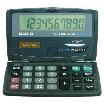 Casio Taschenrechner SL-210TE 10-stellig Solar/Batterie Prozent/Währung/Mwst