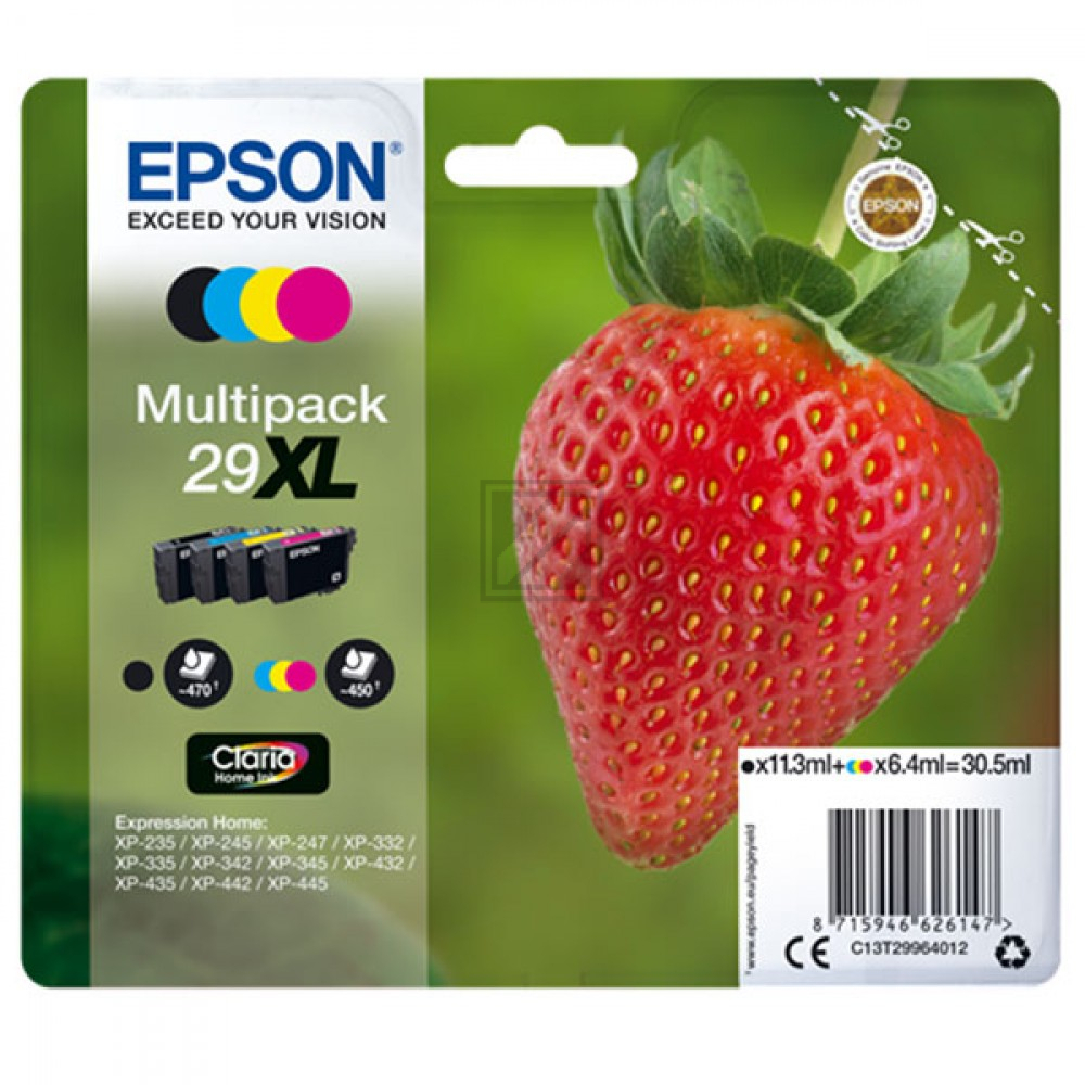 Epson Tintenpatrone gelb, magenta, schwarz, cyan HC (C13T29964022, T2996)