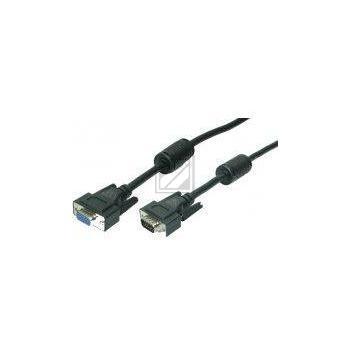 LogiLink VGA Verlängerungskabel mit Ferritkernen, schwarz, 10 m