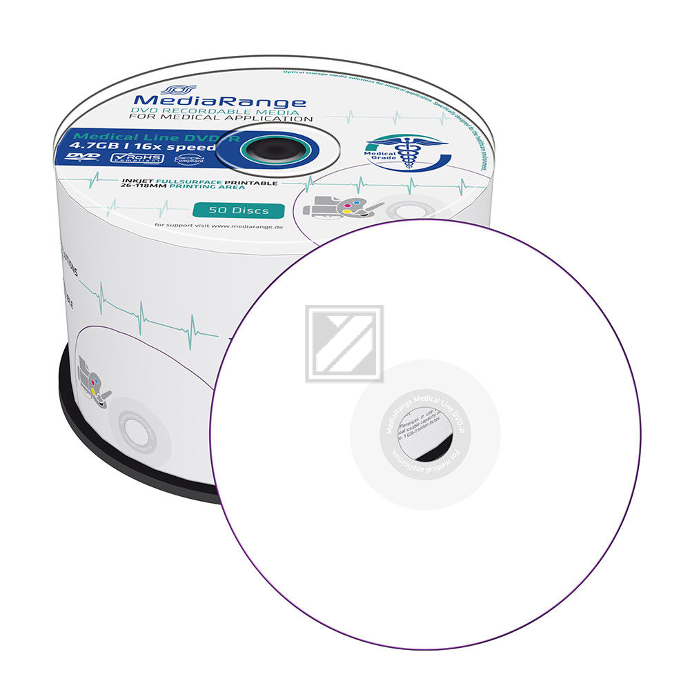 MEDIARANGE MEDICAL LINE DVD-R 16x (50)CB MR429 Cake Box tintenstrahlbedruckbar