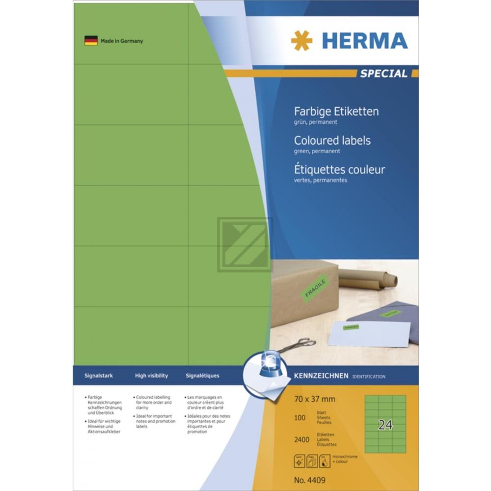 Herma Etiketten A4 grün 70 x 37 mm Papier matt Inh.2400