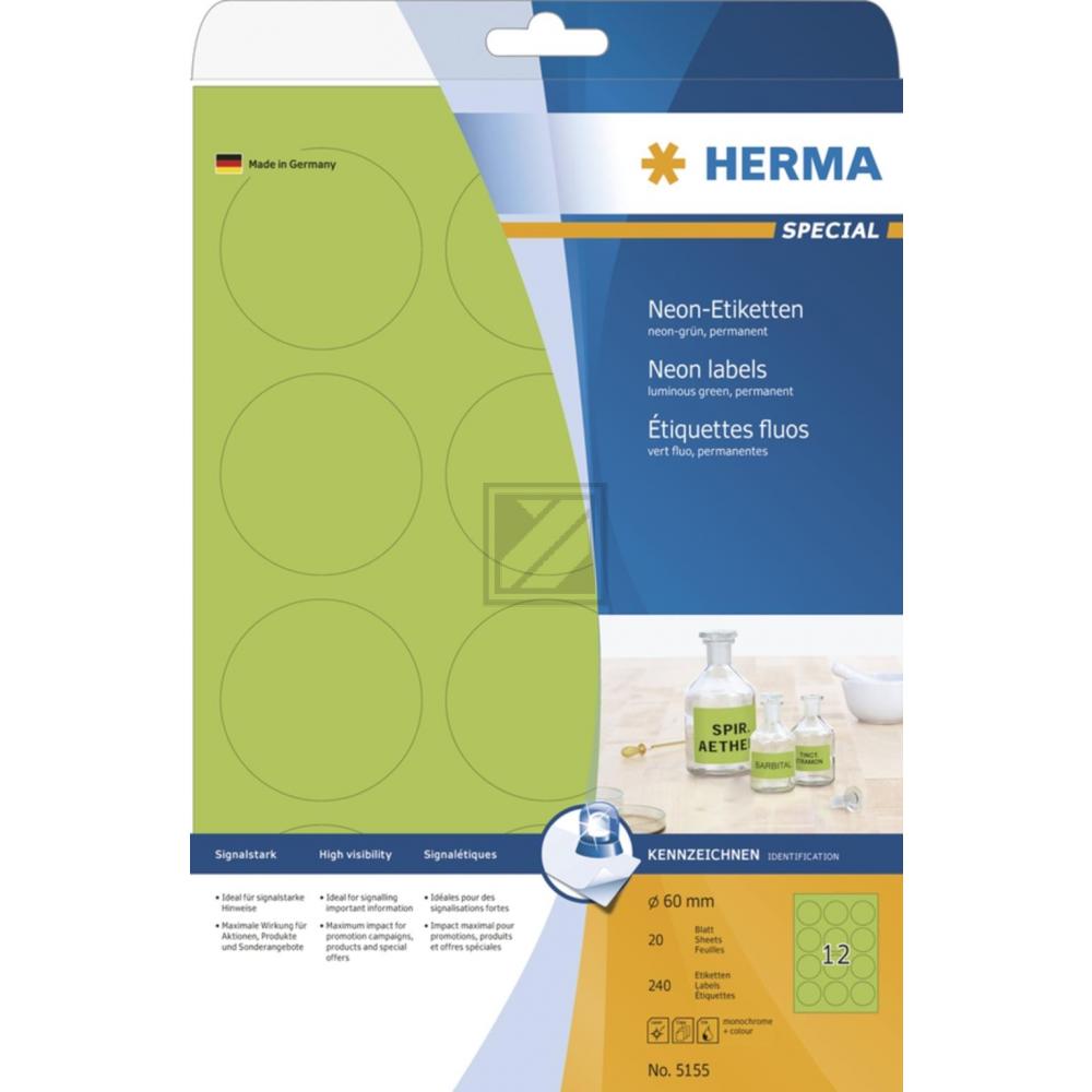Herma Etikett A4 neon-grün ø 60 mm Papier matt Inh.240