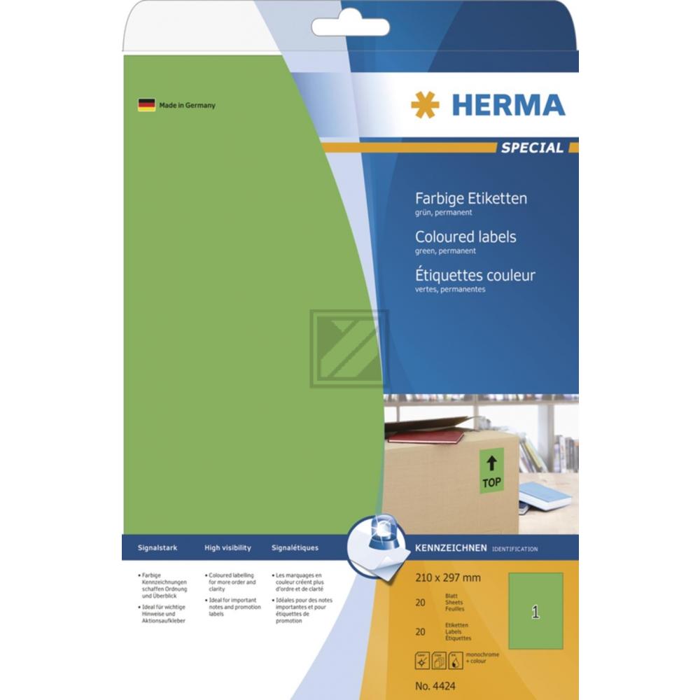 Herma Etiketten Superprint grün 210 x 297 mm Inh.20 JAAJAJJ-2012
