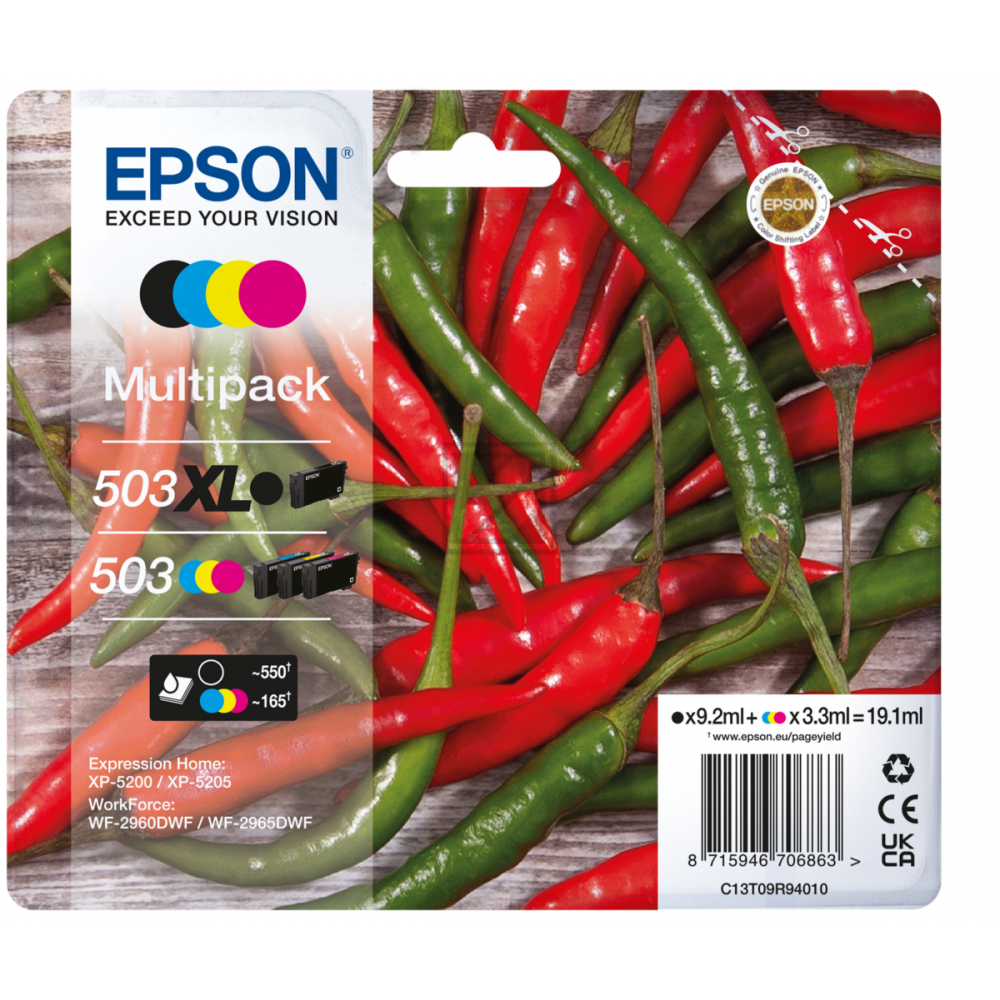 Epson Tintenpatrone gelb, magenta, schwarz, cyan HC (C13T09R94020, 503, 503XL)