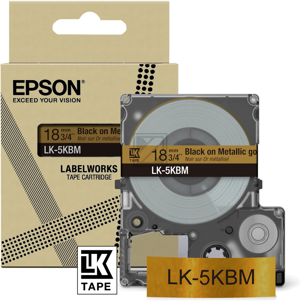 Epson Schriftbandkassette 18mm schwarz/gold (C53S672093, LK-5KBM)