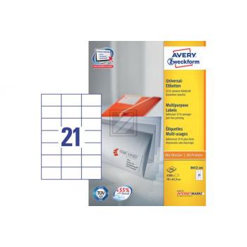 AVERY ZW. Etiketten 70x42,3mm 3652-200 weiss 4200 Stück