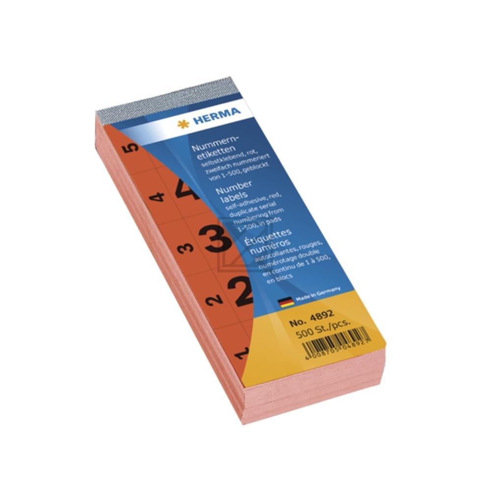 Herma Nummernblock rot 1-500 28 x 56 mm selbstklebend
