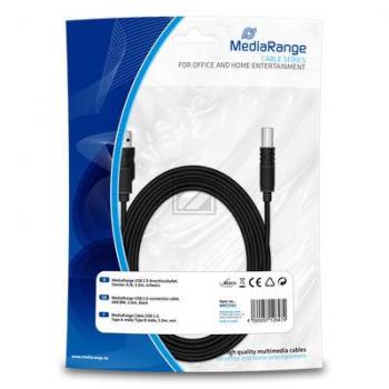 MEDIARANGE USB KABEL A/B 5.0m MRCS102 USB 2.0 schwarz