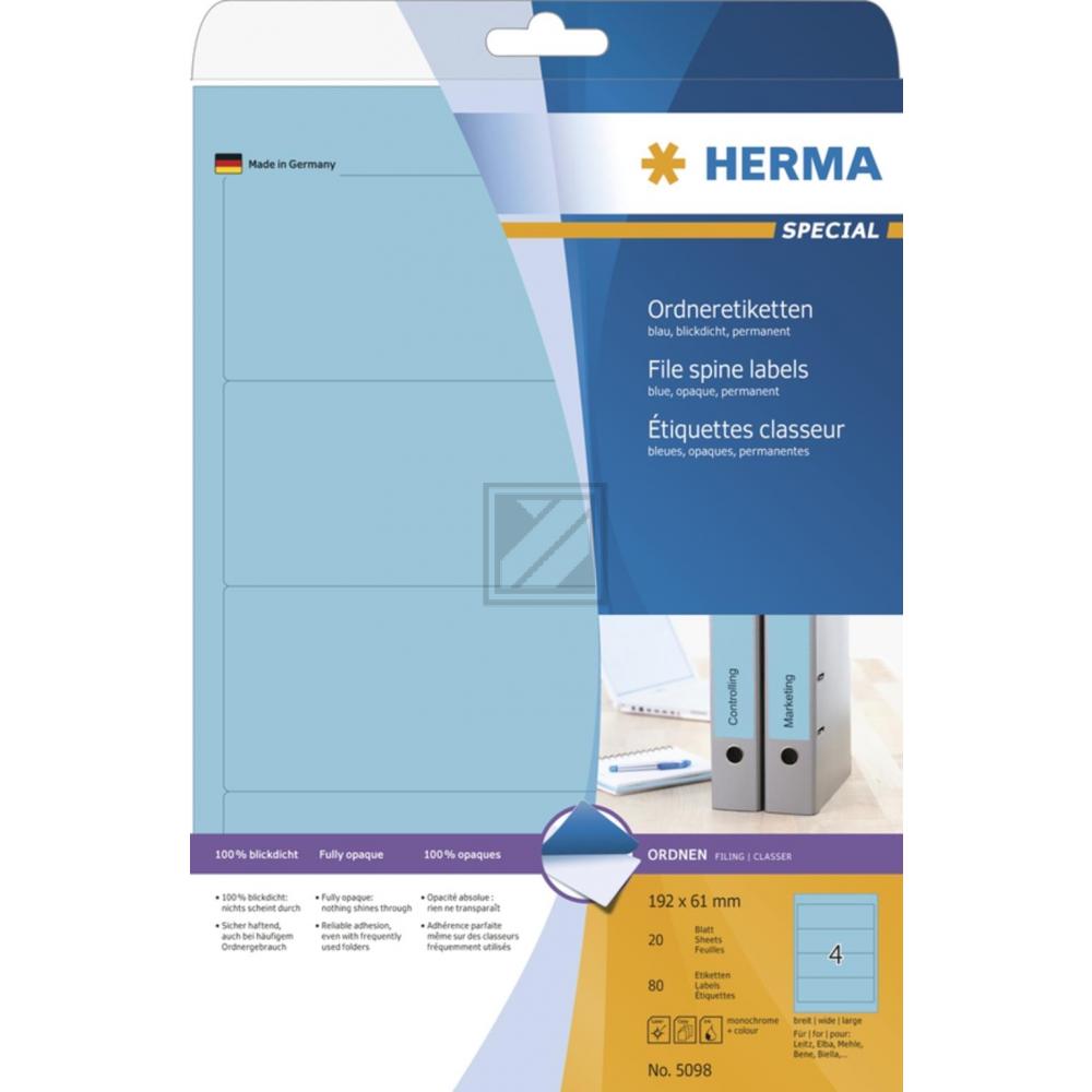 Herma Ordneretiketten blau 192 x 61 mm Papier blickdicht Inh.80 St.