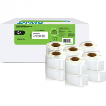 2177563 DYMO 25x54MM ETIKETTEN (12) 12RL je 500Stk LW Adress-Etiketten weiss