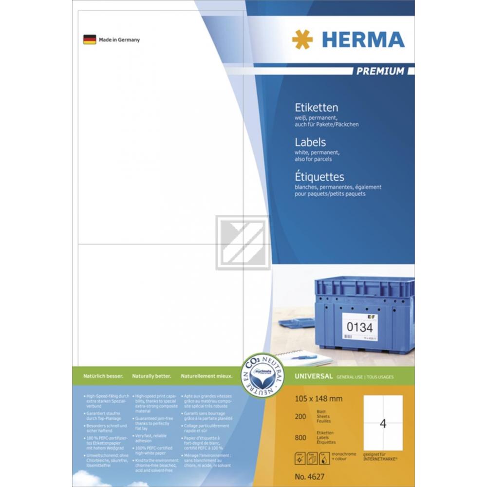 Herma Etiketten A4 weiß 105 x 148 mm Papier matt Inh.800 Premium