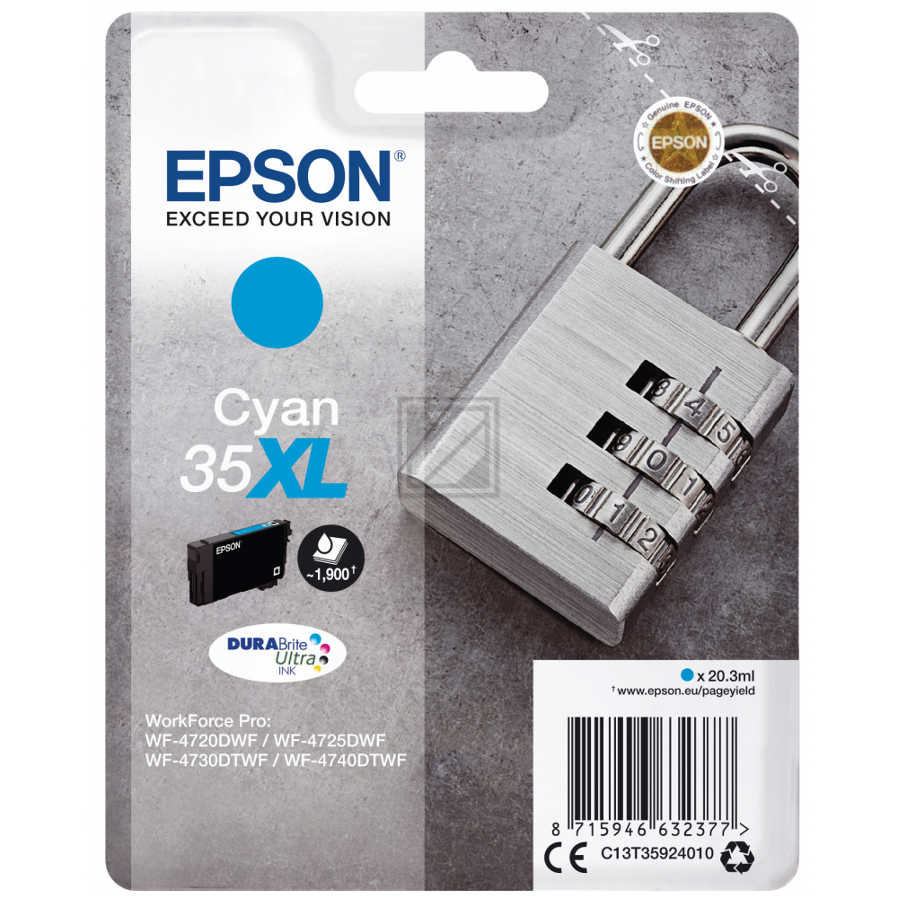 Epson Tintenpatrone cyan HC (C13T35924020, 35XL)
