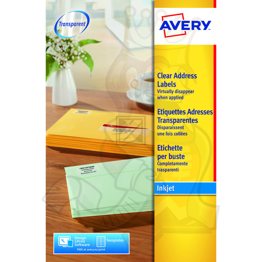 AZ Adress-Etiketten J8560-25 transparent Inh.525 63,5 x 38,1 mm Avery Zweckform