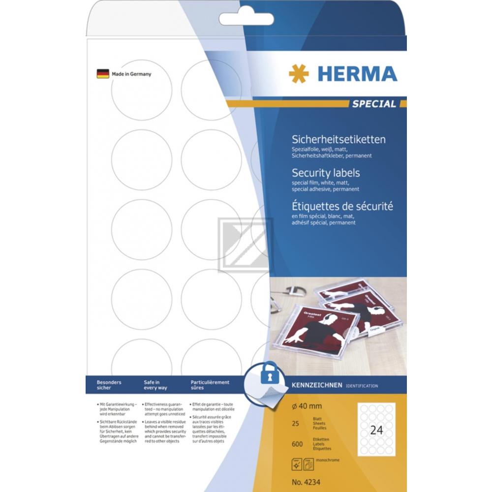 Herma Sicherheitsetiketten ø 40 mm rund stark haftend Folie 600
