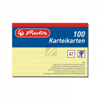 Herlitz Karteikarten A7 gelb liniert Inh.100 (01150713)