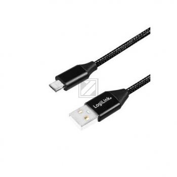 LogiLink USB Kabel, USB 2.0 zu micro-USB 0,3 m, schwarz