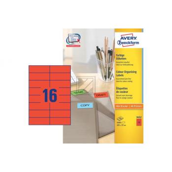 AVERY ZW. Etiketten 105×37mm 3452 rot 1600 Stück