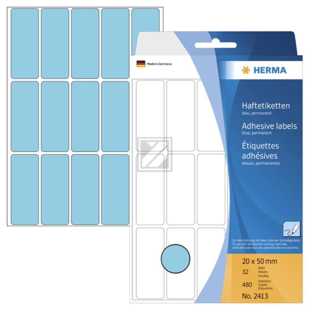 Herma Vielzwecketiketten blau 20 x 50 mm Papier matt Inh.480