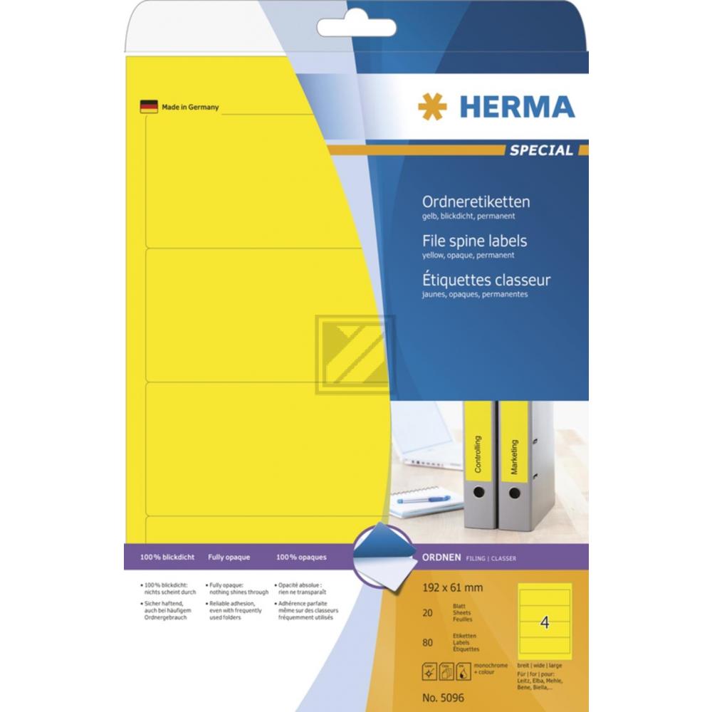 Herma Ordneretiketten gelb 192 x 61 mm Papier blickdicht Inh.80 St.