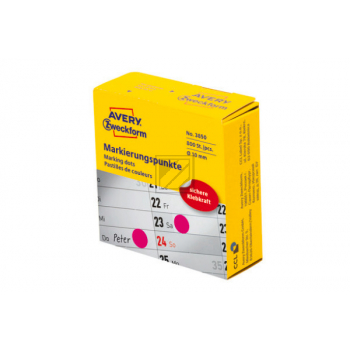 AVERY ZW. Markierungspunkte 10mm 3850 magenta, Spender 800 Stück