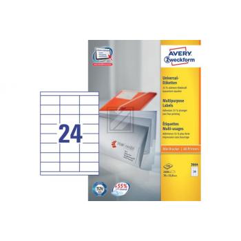 AVERY ZW. Etiketten 70×33,8mm 3664 weiss 2400 Stück