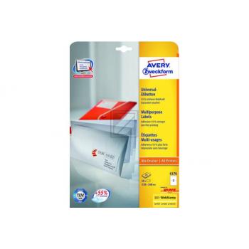 AVERY ZW. Universaletiketten 210x148mm 6176 weiss, perm. 50 Stk./25 Bl.