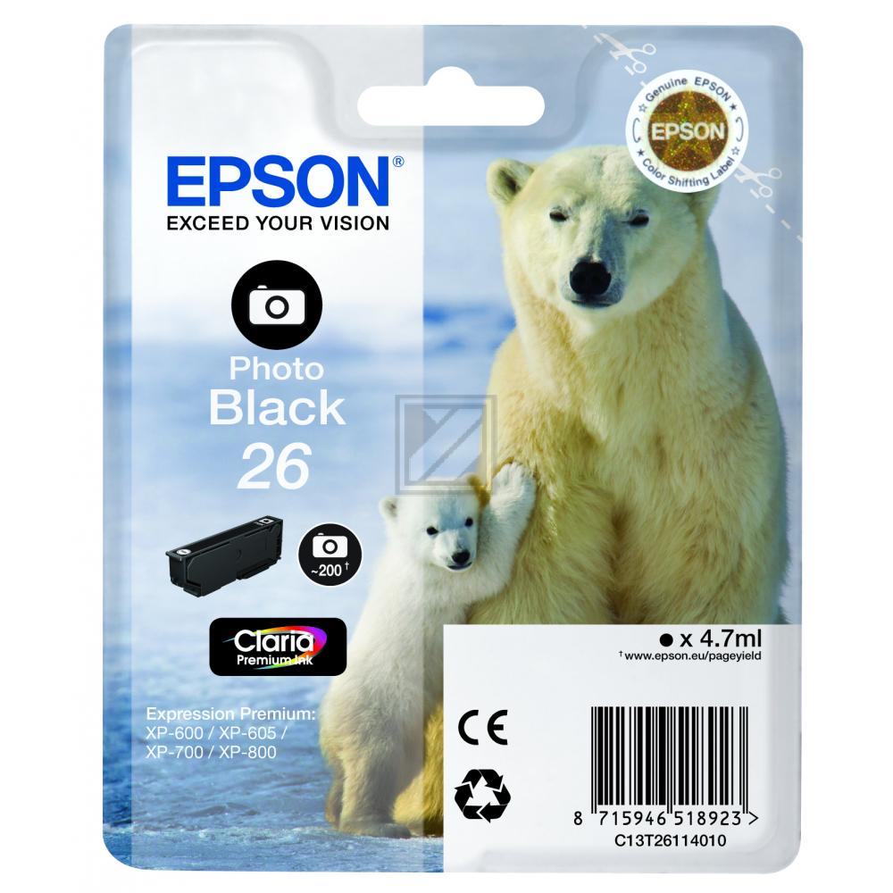 Epson Tintenpatrone photo schwarz SC (C13T26114022, T2611)