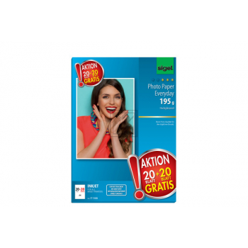 SIGEL Inkjet-Fotopapierer A4 T1 155 hochglänzend, 20 Blatt grat.