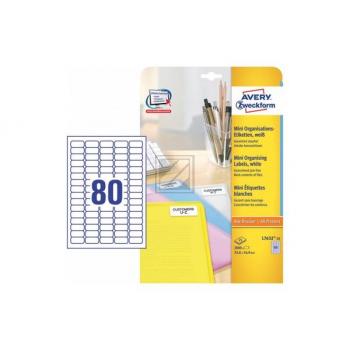AVERY ZW. Mini Etiketten weiss L7632-25 2000 Stk./25 Blatt