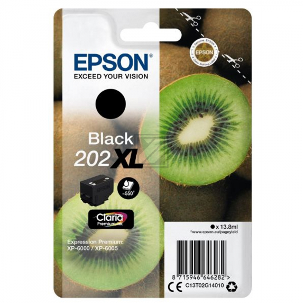 Epson Tintenpatrone schwarz HC (C13T02G14020, 202XL)