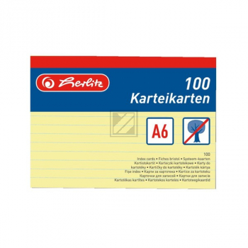 Herlitz Karteikarten A6 gelb liniert Inh.100 (01150614)