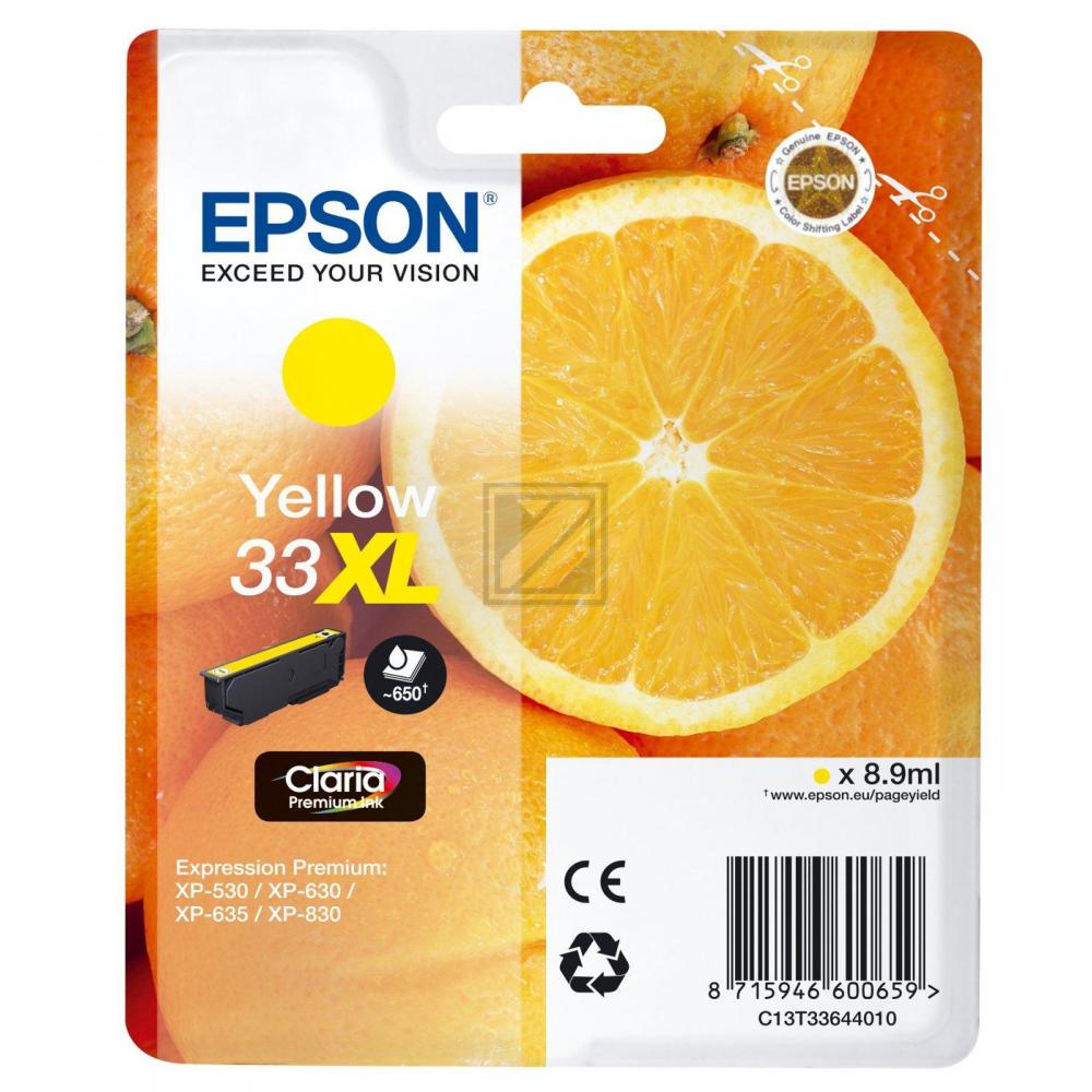 Epson Tintenpatrone with secure gelb HC (C13T33644022, T3364)