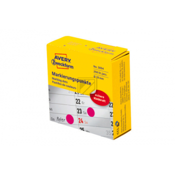 AVERY ZW. Markierungspunkte 19mm 3854 magenta, Spender 250 Stück