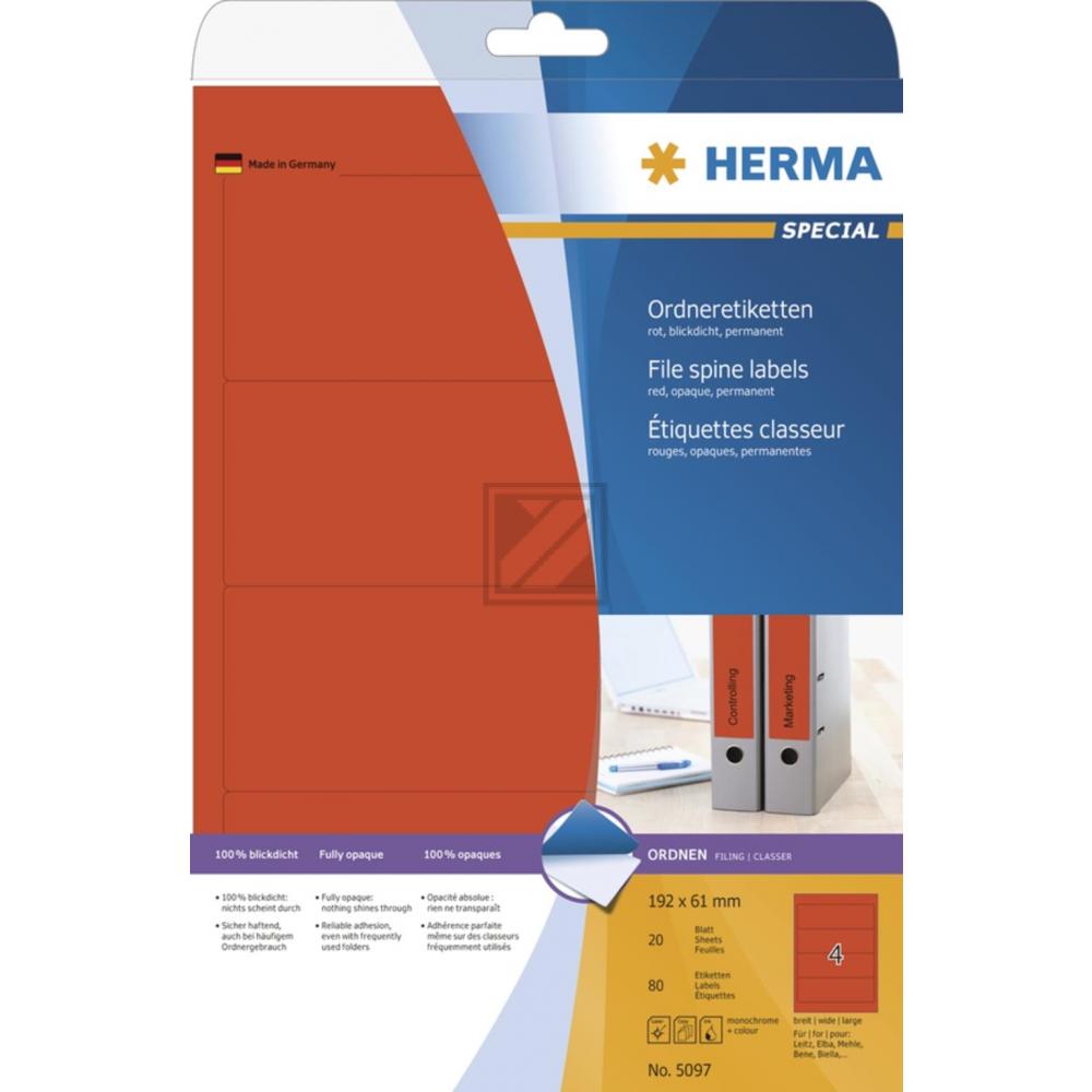Herma Ordneretiketten rot 192 x 61 mm Papier blickdicht Inh.80 St.