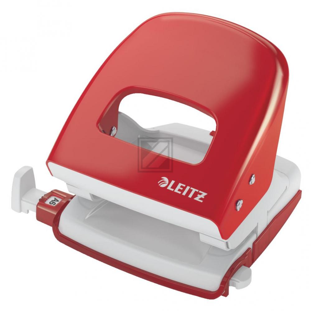 Leitz Locher 5008 rot 3,0 mm/30 Blatt Anschlagschiene