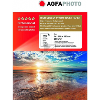 Agfaphoto Fotopapier glänzend 20 Blatt DIN A4 260 g/m² (AP26020A4NEU)