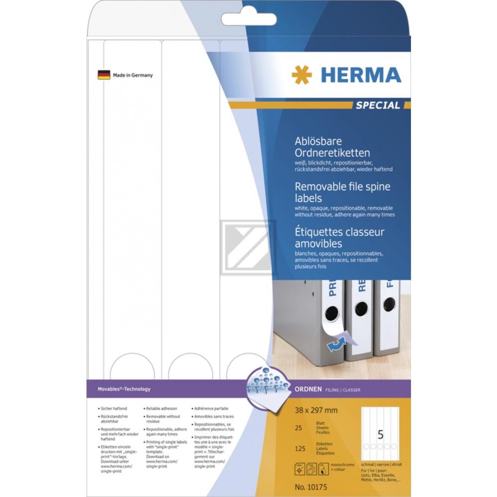 Herma Ordneretiketten weiß 38 x 297 mm ablösbar Papier Inh.125 St.