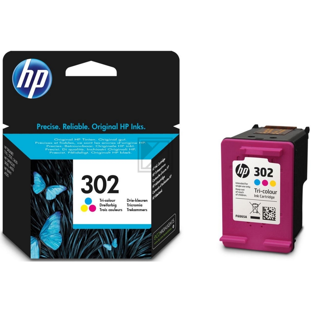 HP Tintendruckkopf cyan/magenta/gelb (F6U65AE#301, 302)