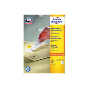 AVERY ZW. Universaletiketten 99,1x42,3mm L4743REV weiss,non-perm. 1200St./10 B.