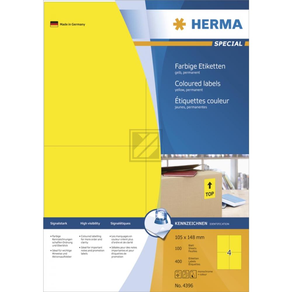 Herma Etiketten A4 gelb 105 x 148 mm Papier matt Inh.400 100 Blatt