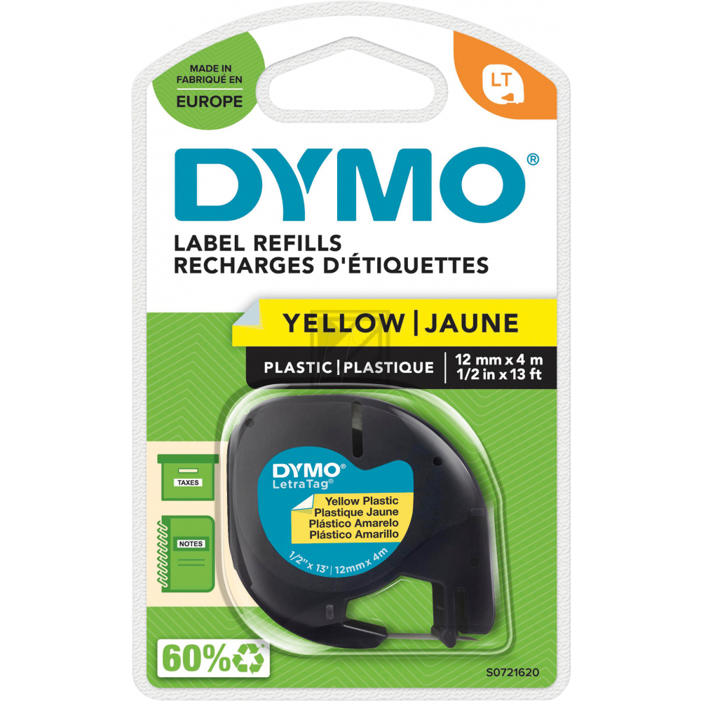Dymo Schriftbandkassette (UK/FR Version) gelb (S0721620, 91202)