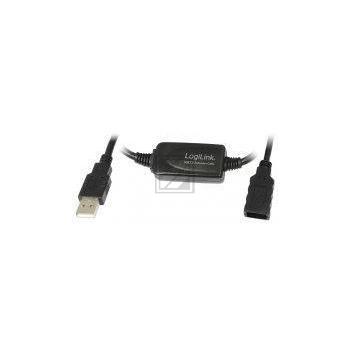 LogiLink Verlängerungskabel USB 2.0, 10 m, mit aktivem Repeater, schwarz