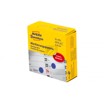 AVERY ZW. Markierungspunkte 10mm 3853 blau, Spender 800 Stück