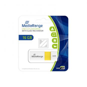 MEDIARANGE USB STICK 16GB GELB MR972 Schiebemechanismus