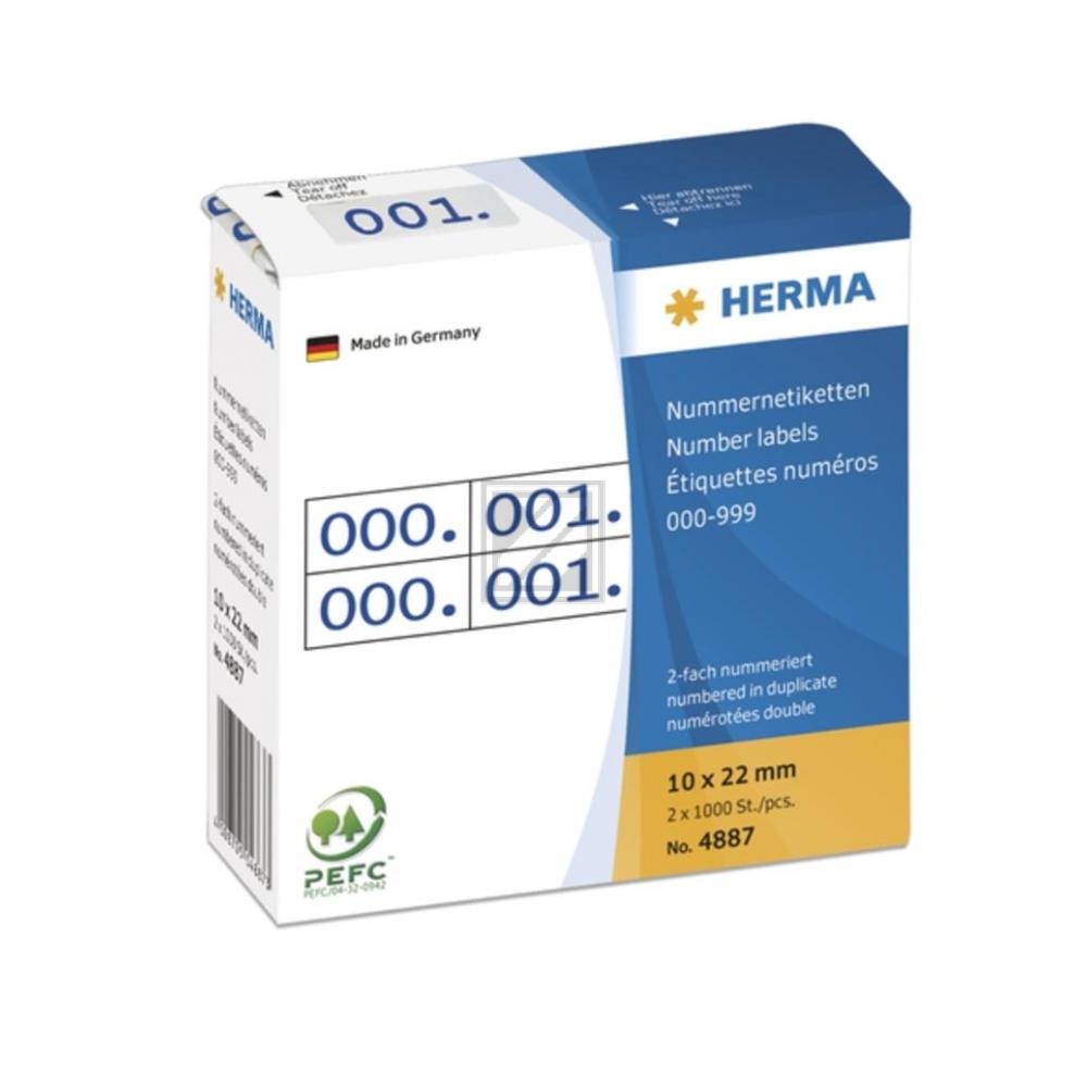 Herma Nummernetiketten 2-fach 10 x 22 mm selbstklebend Aufdruck blau