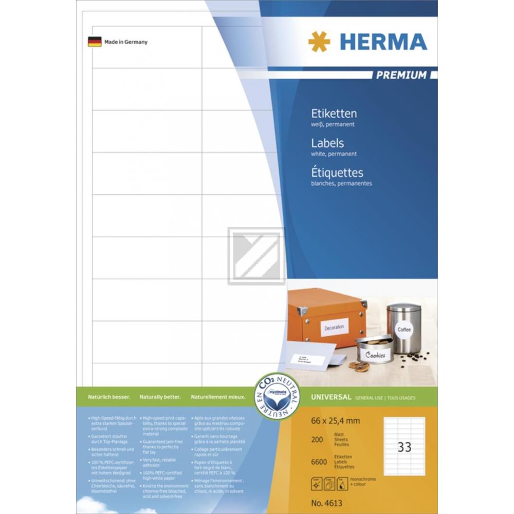 Herma Etiketten A4 weiß 66 x 25,4 mm Papier matt Inh.6600 Premium