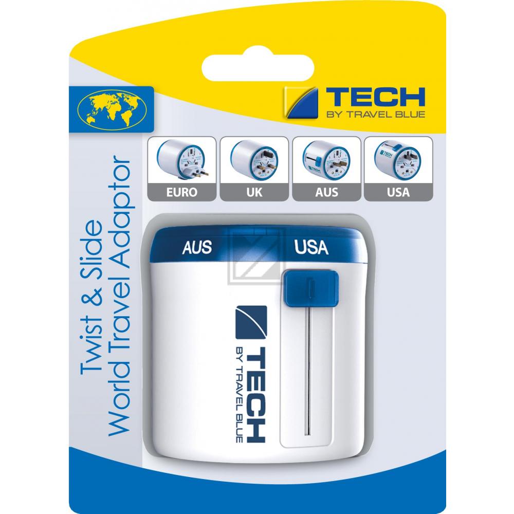Travel Blue Sliding Adaptor Europe Strom Weltreise-Adapter ohne USB