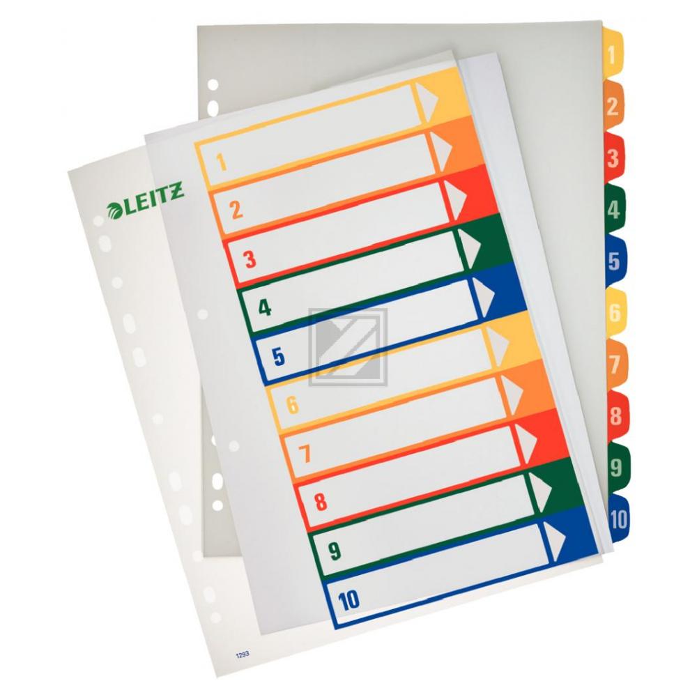 Leitz Register A4 1-10 farbig/transparent PP 10-teilig PC-beschriftbar