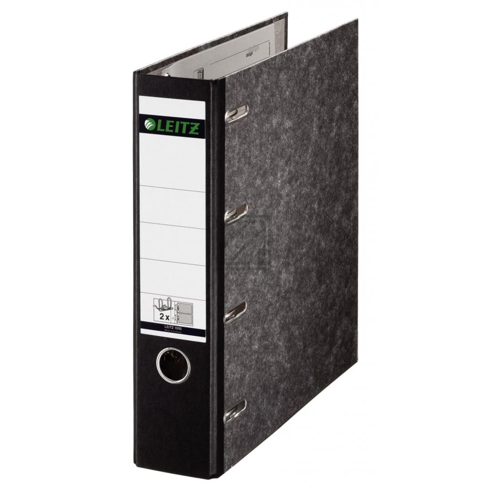 Leitz Ordner 2 x A5 quer 75 mm schwarz Kantenschutz Griffloch aufgekl. Rückenschild