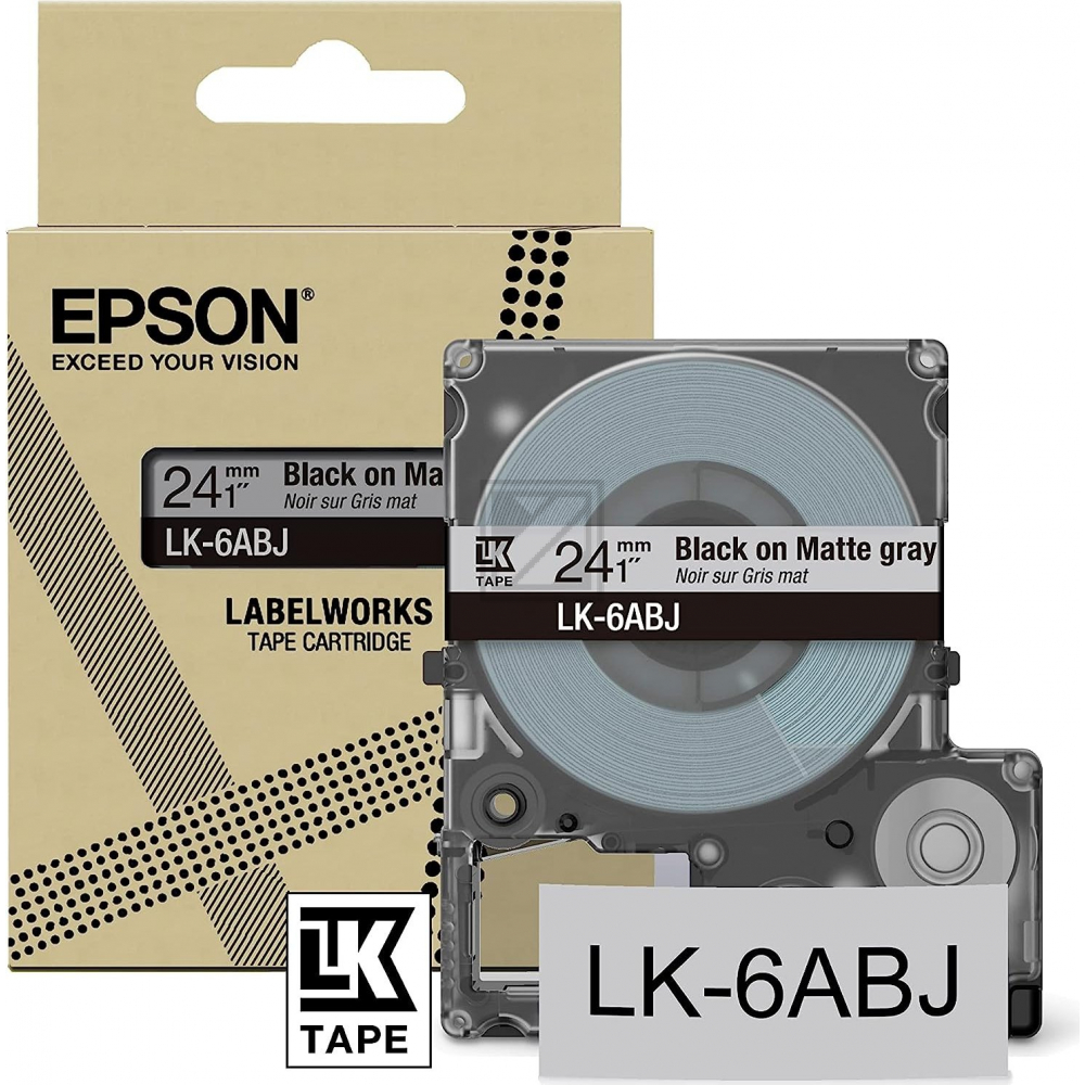 Epson Schriftbandkassette 24mm schwarz/grau (matt) (C53S672088, LK-6ABJ)